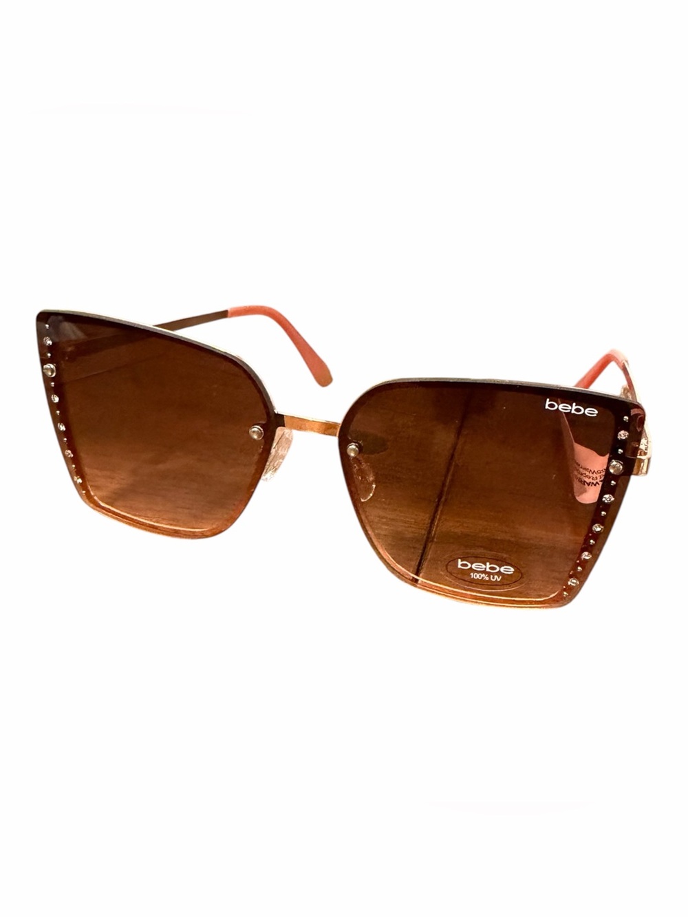 bebe Brown Gradient Square Sunglasses with Coral Temples